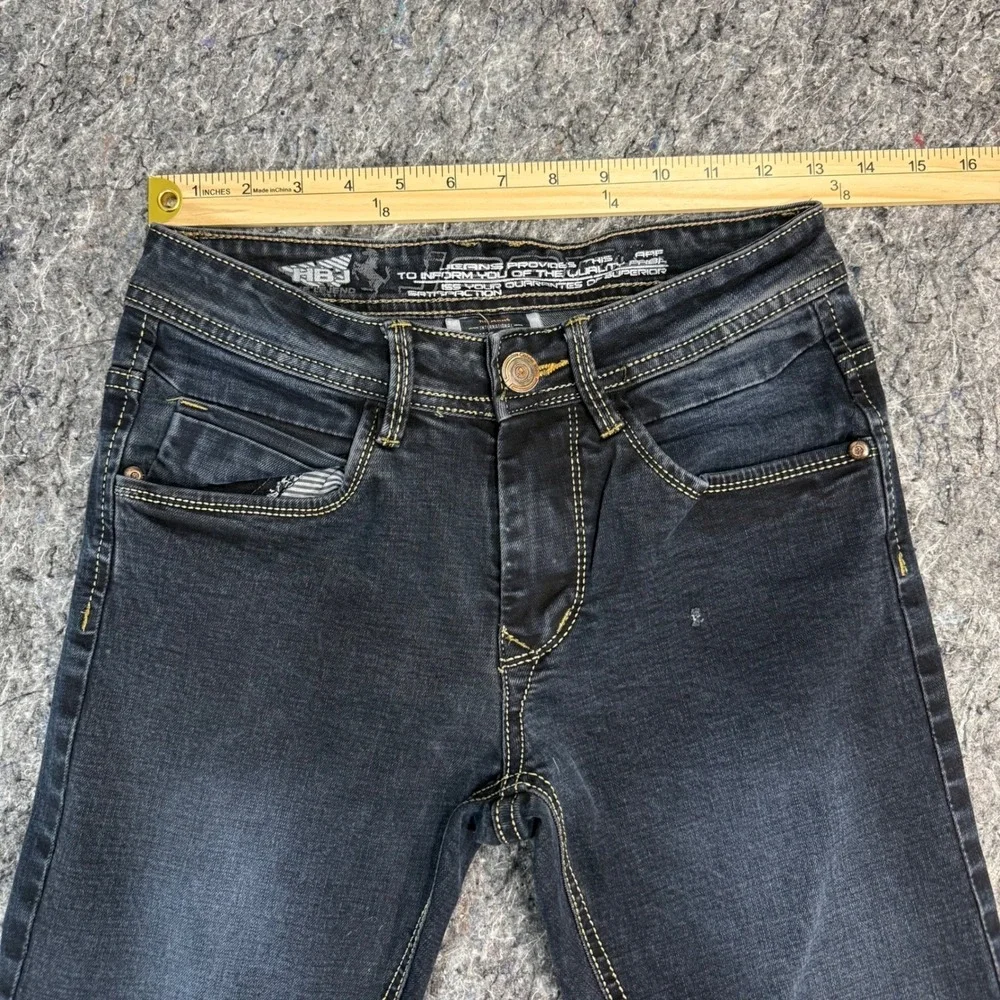 HB Jeans International Gorgeous Dark Slim Fit Faded Black Denim Jeans 28x32‎